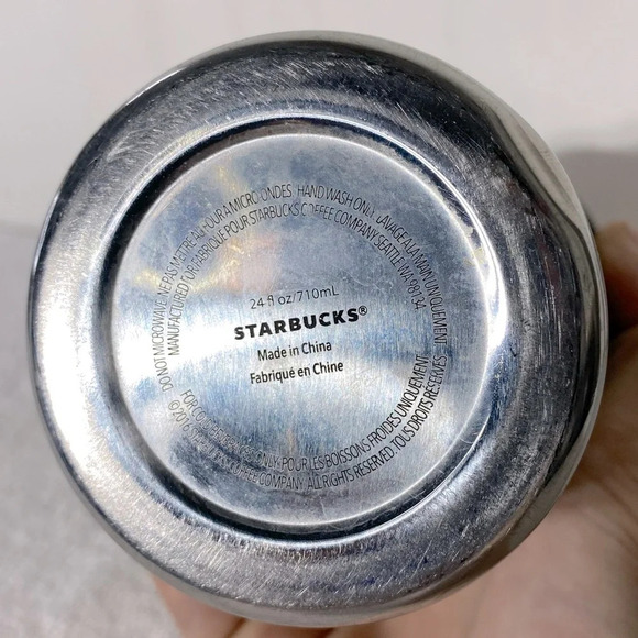 Starbucks Chrome Stainless Steel Siren Logo Cold Cup Tumbler 24oz No Straw - Picture 9 of 16